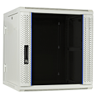 12U witte wandkast (kantelbaar) met glazen deur 600x600x635mm (BxDxH)