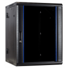 18U wandkast (kantelbaar) met glazen deur 600x600x900mm (BxDxH)