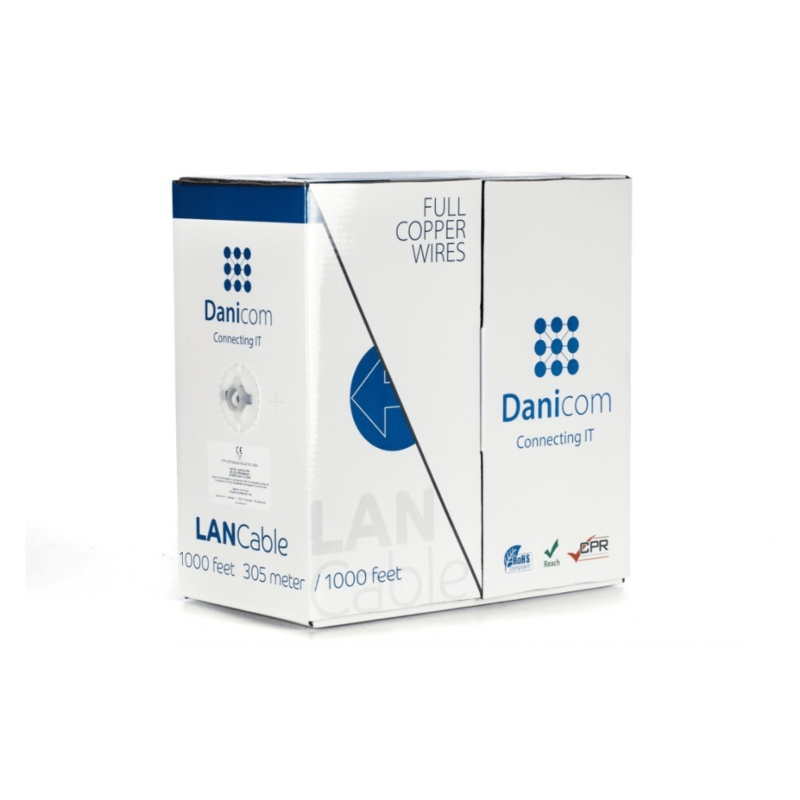 DANICOM Cat6 100% koper internetkabel op rol 305m solid LSZH (Cca) - onafgeschermd