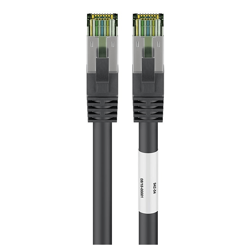 Cat8 internetkabel 0,50m zwart 100% koper - extra afgeschermd