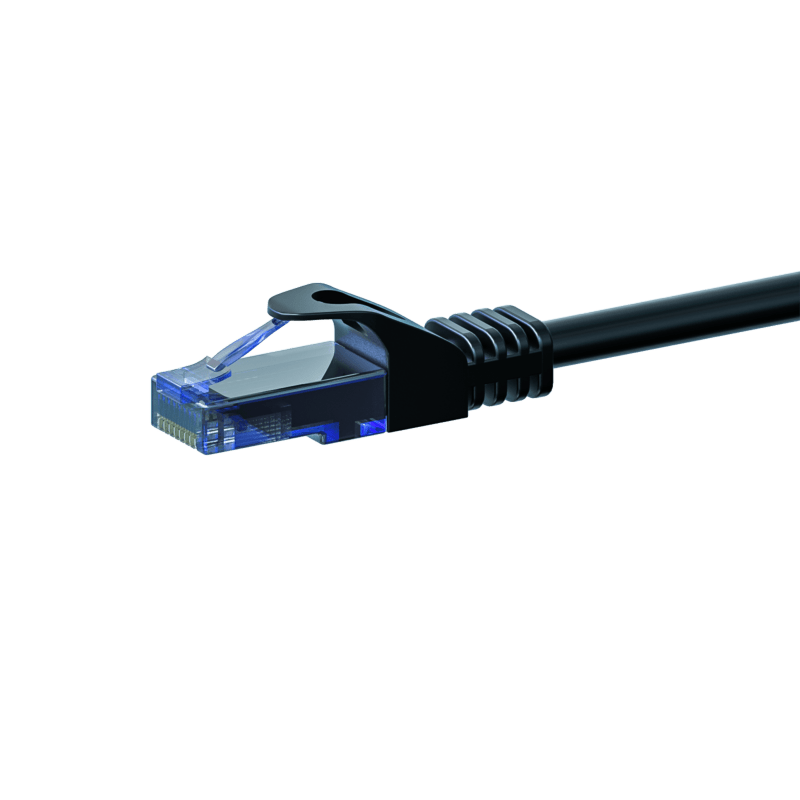 Cat6a internetkabel 0,50m zwart 100% koper - onafgeschermd