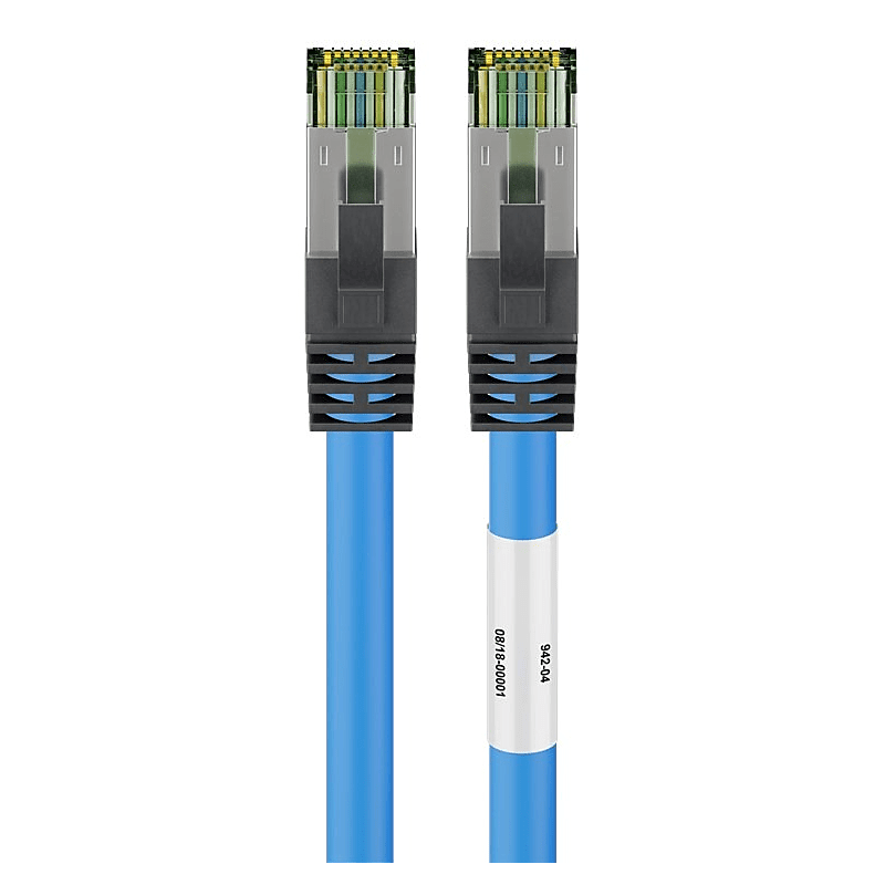 Cat8 internetkabel 0,25m blauw 100% koper - extra afgeschermd
