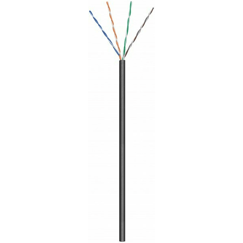 CAT6 internetkabel voor buiten op rol 305m stranded zwart CCA - onafgeschermd
