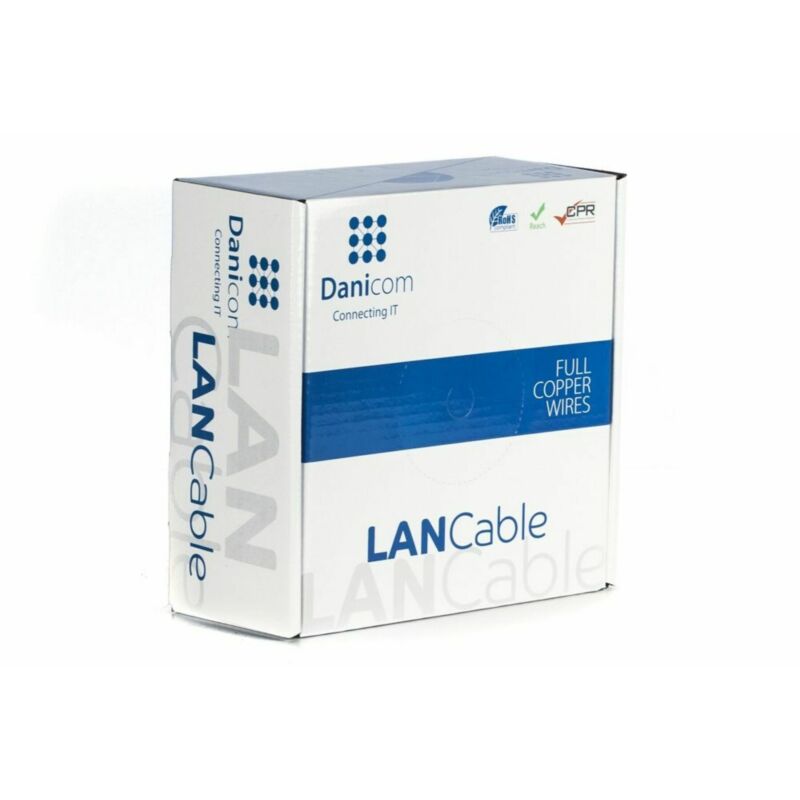 DANICOM Cat6 internetkabel voor buiten op rol 100m solid zwart PE (Fca) - niet afgeschermd