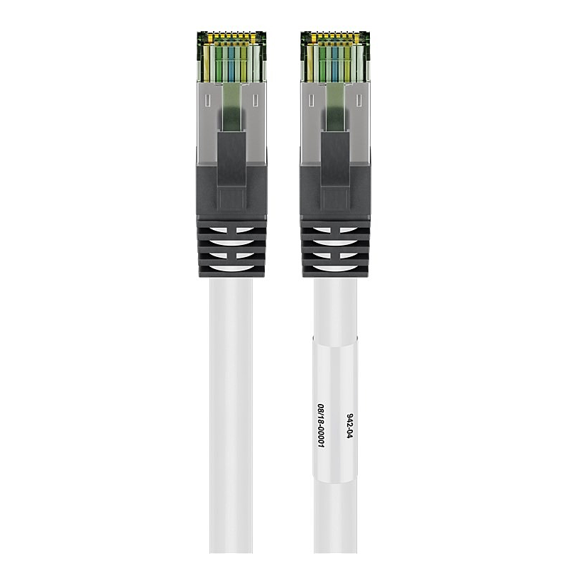 Cat8 internetkabel 0,25m wit 100% koper - extra afgeschermd