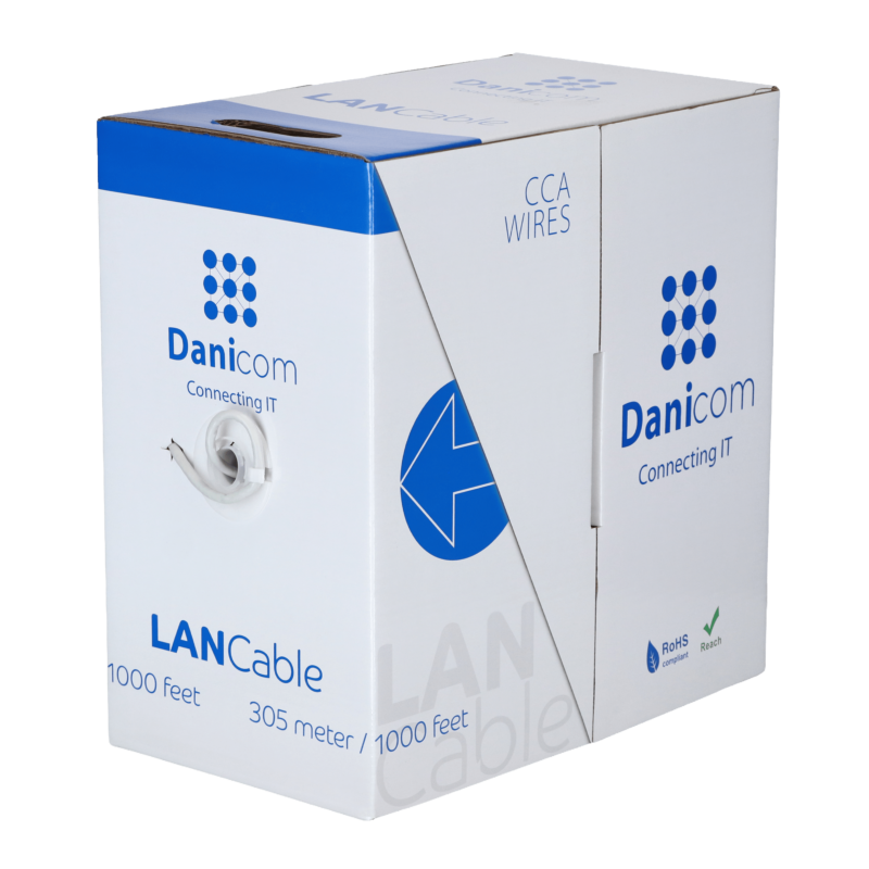 Cat6 internetkabel op rol 305m solid grijs CCA - extra afgeschermd