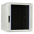 12U witte wandkast (kantelbaar) met glazen deur 600x600x635mm (BxDxH)
