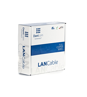 DANICOM Cat6a internetkabel op rol 50m stranded grijs PVC (Fca) - extra afgeschermd