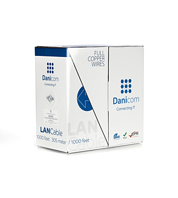DANICOM Cat6 internetkabel op rol 305m solid grijs LSZH (Dca) - onafgeschermd