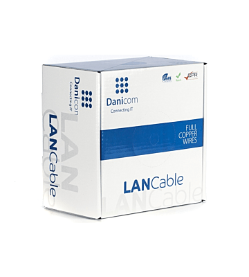 DANICOM Cat6a internetkabel op rol 100m stranded grijs PVC (Fca) - extra afgeschermd