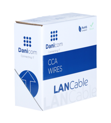 CAT5e internetkabel voor buiten op rol 100m solid zwart CCA - onafgeschermd