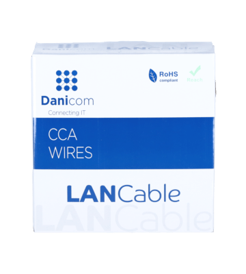 CAT5e internetkabel voor buiten op rol 100m solid zwart CCA - onafgeschermd