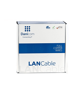 DANICOM Cat5e internetkabel op rol 100m solid blauw LSZH (Dca) - onafgeschermd