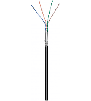 CAT6 internetkabel voor buiten op rol 100m stranded zwart CCA - extra afgeschermd