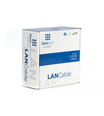 DANICOM Cat6 internetkabel op rol 100m solid grijs LSZH (Dca) - afgeschermd