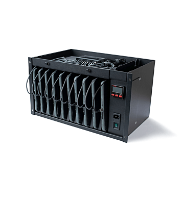 6U 19" laptopkast met scalergy-tab laptoplade voor 10 laptops tot 11"  