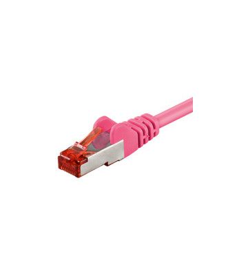 Cat6 internetkabel 0,25m roze 100% koper - extra afgeschermd