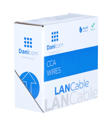 CAT5e U/UTP 50m kabel op rol soepel grijs CCA