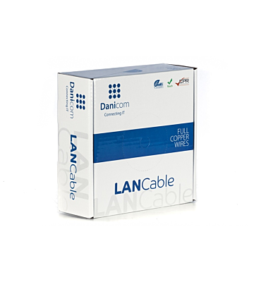 DANICOM Cat6A internetkabel op rol 50m soepel PVC (Fca) - onafgeschermd
