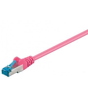Cat6a internetkabel 0,25m roze 100% koper - extra afgeschermd