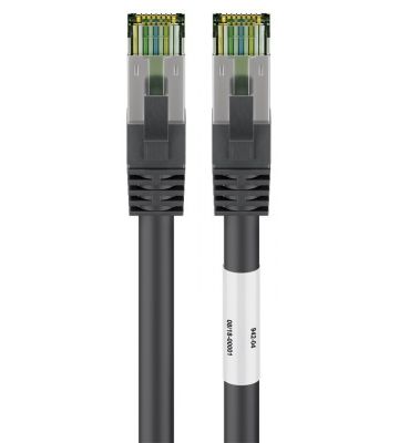 Cat8 internetkabel 0,25m zwart 100% koper - extra afgeschermd