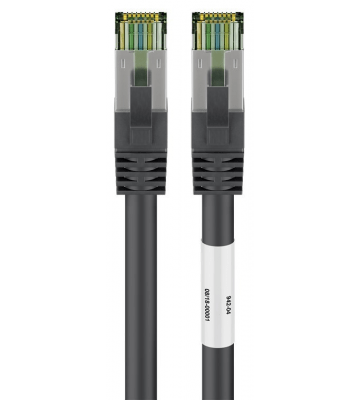 Cat8 internetkabel 0,25m zwart 100% koper - extra afgeschermd