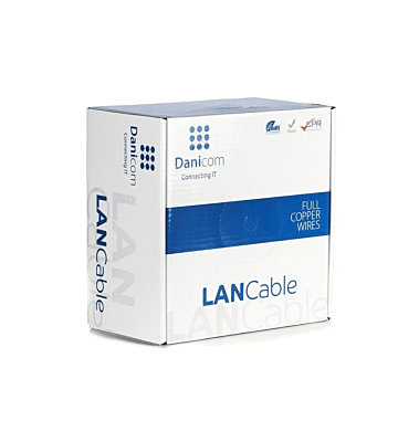 DANICOM Cat7 internetkabel op rol 100m solid grijs LSZH (Dca) - extra afgeschermd