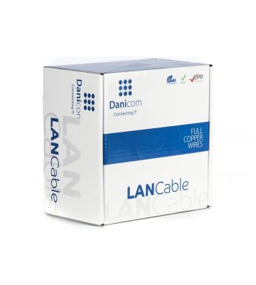 DANICOM Cat6 internetkabel op rol 100m stranded grijs PVC (Fca) - afgeschermd