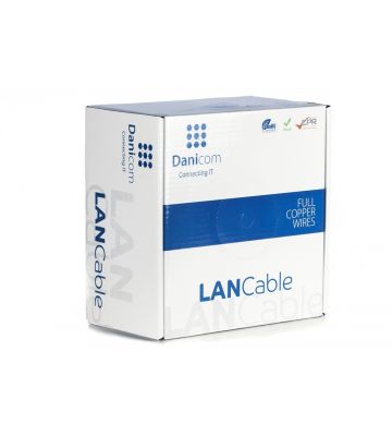 DANICOM Cat6 internetkabel op rol 100m solid grijs LSZH (Eca) - afgeschermd