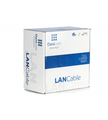 DANICOM Cat6 internetkabel op rol 100m solid grijs LSZH (Eca) - afgeschermd