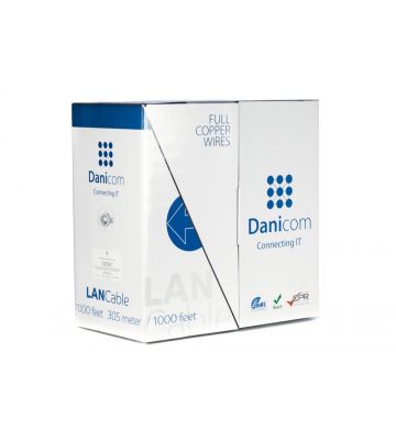 DANICOM Cat6 internetkabel op rol 305m stranded grijs PVC (Fca) - afgeschermd