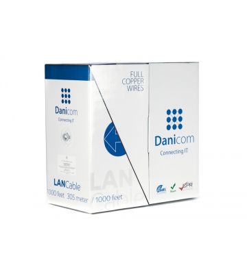 DANICOM Cat5e internetkabel op rol 305m solid grijs LSZH (Eca) - afgeschermd