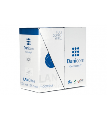 DANICOM Cat5e internetkabel op rol 305m solid grijs LSZH (Dca) - afgeschermd