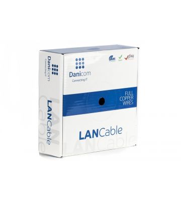 DANICOM Cat6 internetkabel op rol 50m stranded grijs PVC (Fca) - afgeschermd