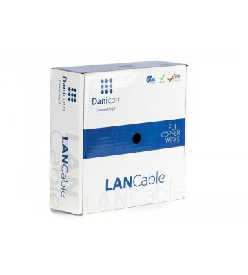 DANICOM Cat6 internetkabel op rol 50m solid grijs LSZH (Eca) - afgeschermd