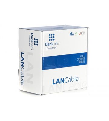 DANICOM Cat6a internetkabel op rol 100m solid grijs LSZH (Eca) - extra afgeschermd