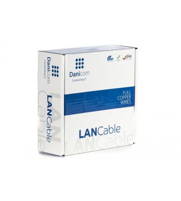 DANICOM Cat6a internetkabel op rol 50m stranded grijs PVC (Fca) - extra afgeschermd