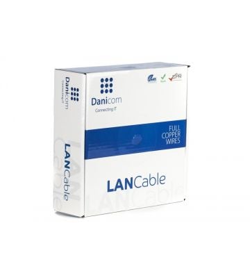 DANICOM Cat6a internetkabel op rol 50m solid grijs LSZH (Eca) - extra afgeschermd