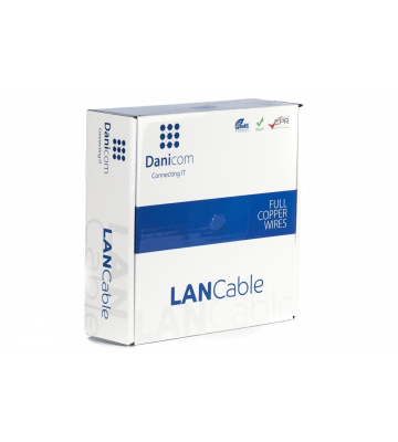 DANICOM Cat7 internetkabel op rol 50m solid grijs LSZH (Eca) - extra afgeschermd