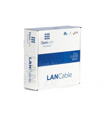 DANICOM Cat5e internetkabel op rol 100m solid blauw LSZH (Eca) - onafgeschermd