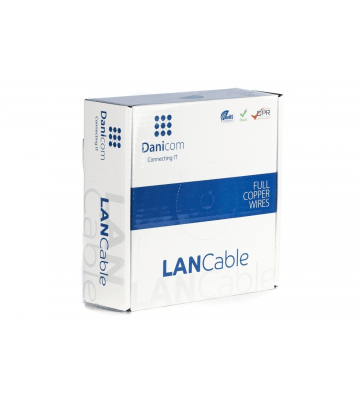 DANICOM Cat5e internetkabel op rol 100m solid blauw LSZH (Eca) - onafgeschermd