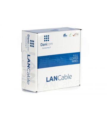 DANICOM Cat5e internetkabel op rol 100m solid grijs LSZH (Eca) - afgeschermd