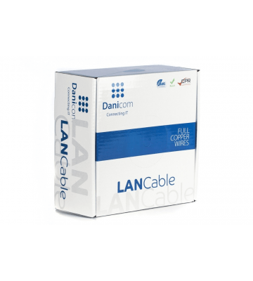 DANICOM Cat6 internetkabel op rol 100m solid grijs PVC (Eca) - onafgeschermd