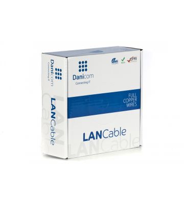 DANICOM Cat6 internetkabel op rol 50m solid grijs PVC (Eca) - onafgeschermd