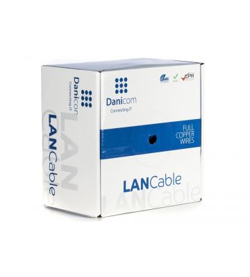 DANICOM Cat6a internetkabel op rol 100m solid grijs LSZH (Eca) - onafgeschermd