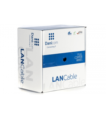 DANICOM Cat6a internetkabel op rol 100m solid grijs LSZH (Dca) - onafgeschermd
