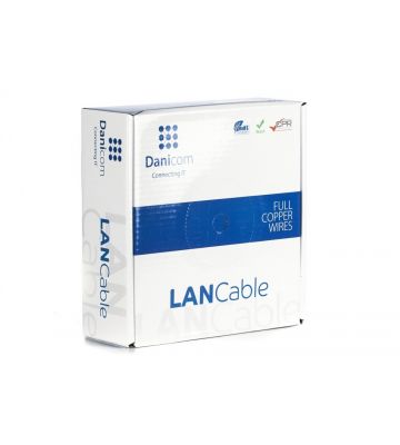 DANICOM Cat6a internetkabel op rol 50m solid grijs LSZH (Eca) - onafgeschermd