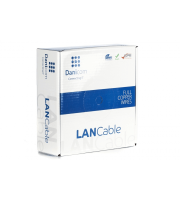 DANICOM Cat6a internetkabel op rol 50m solid grijs LSZH (Dca) - onafgeschermd