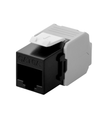 CAT6a keystone internetstekker zwart LSA - onafgeschermd