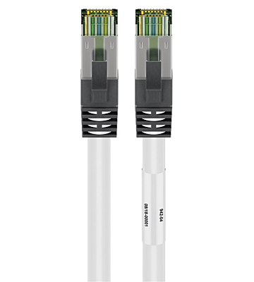 Cat8 internetkabel 0,25m wit 100% koper - extra afgeschermd